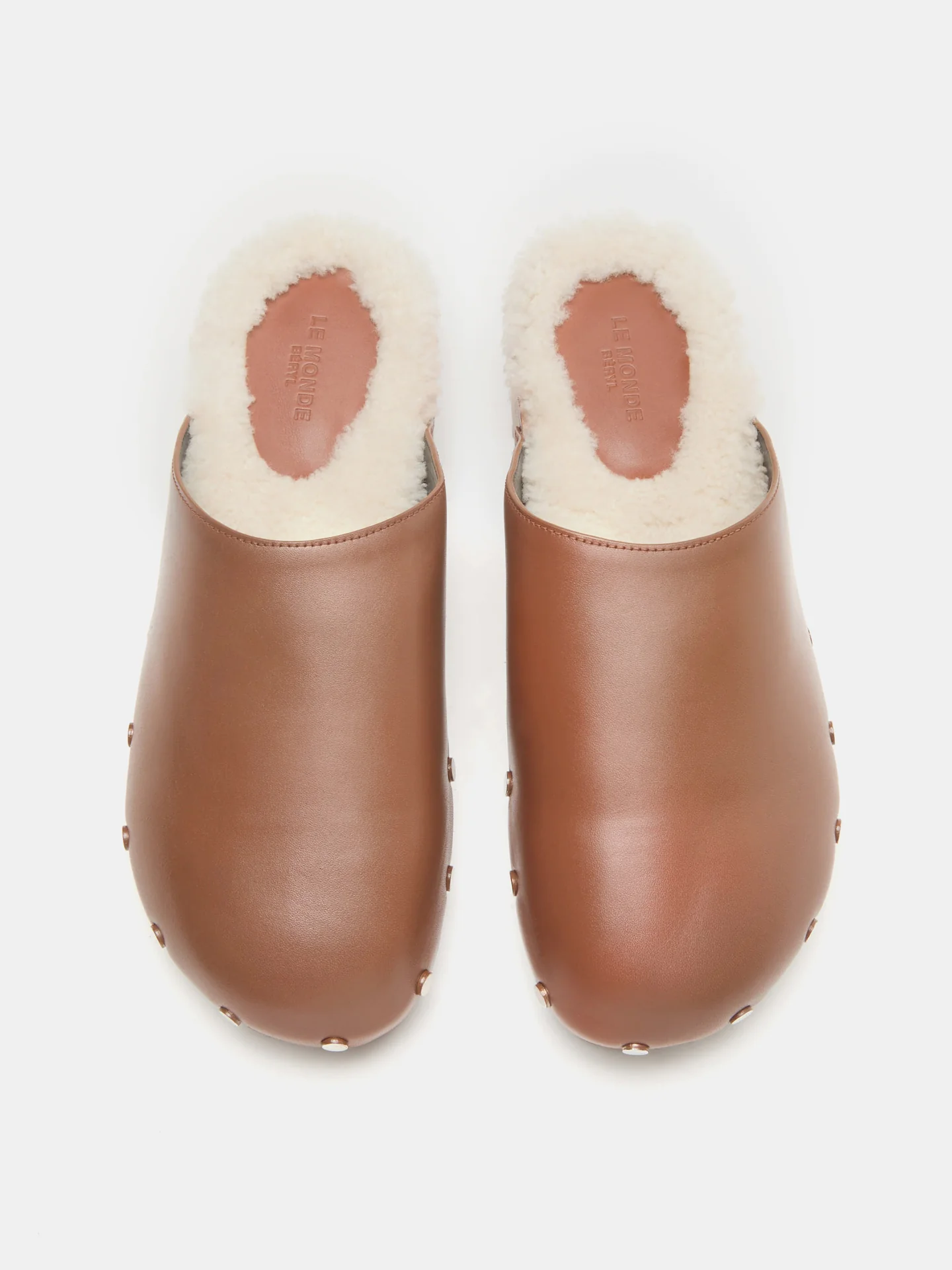 Agnes Sabot / Nougat Leather Cream Shearling - Image 3
