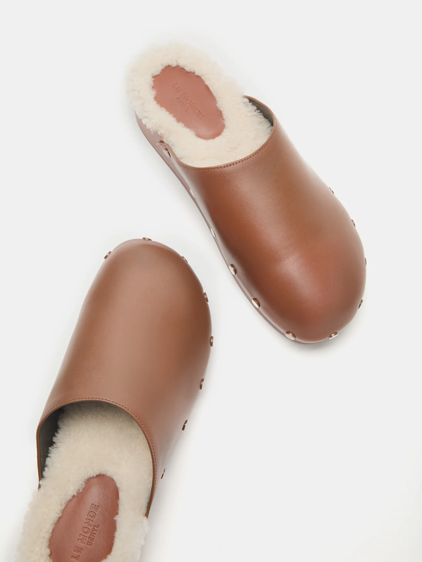 Agnes Sabot / Nougat Leather Cream Shearling - Image 4
