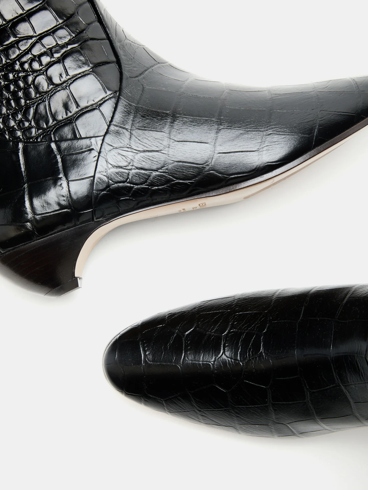 Allegra Riding Boot / Coco Black Leather Croc Effect - Image 4