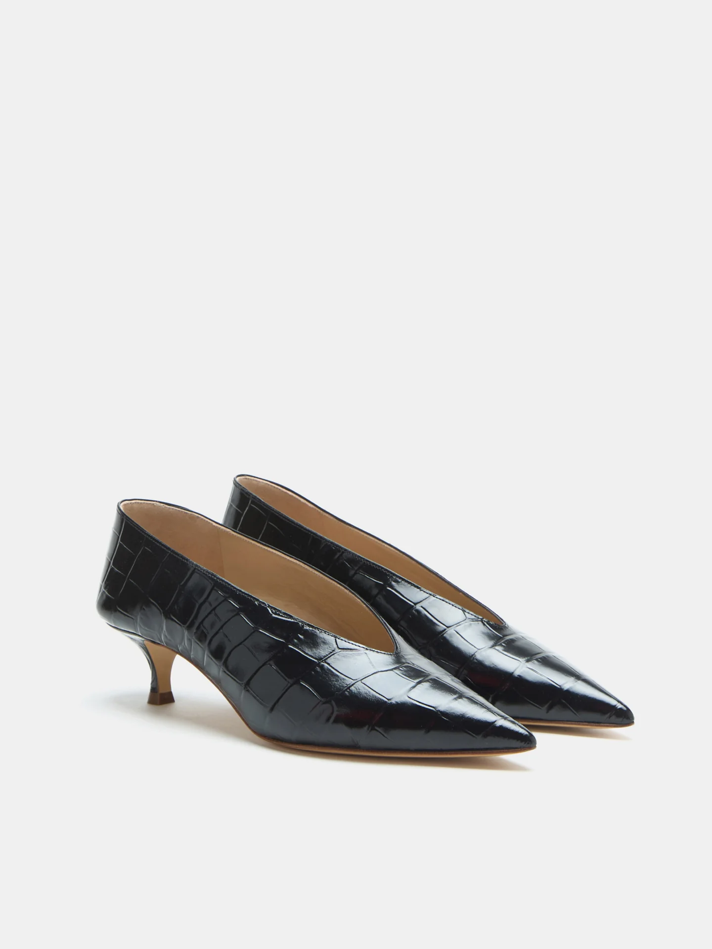 Babouche Kitten/ Coco Black Leather Croc Effect - Image 2