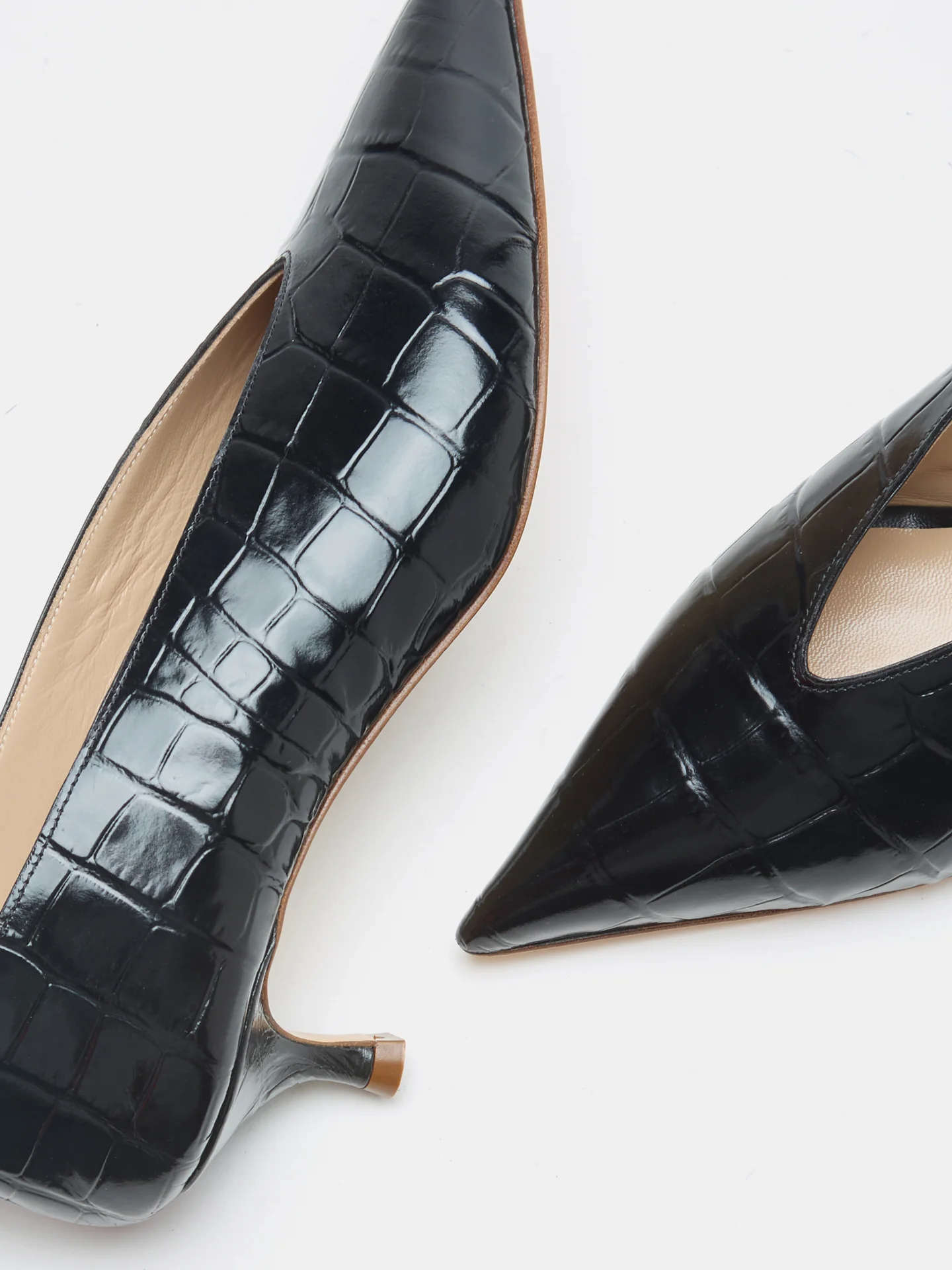 Babouche Kitten/ Coco Black Leather Croc Effect - Image 4