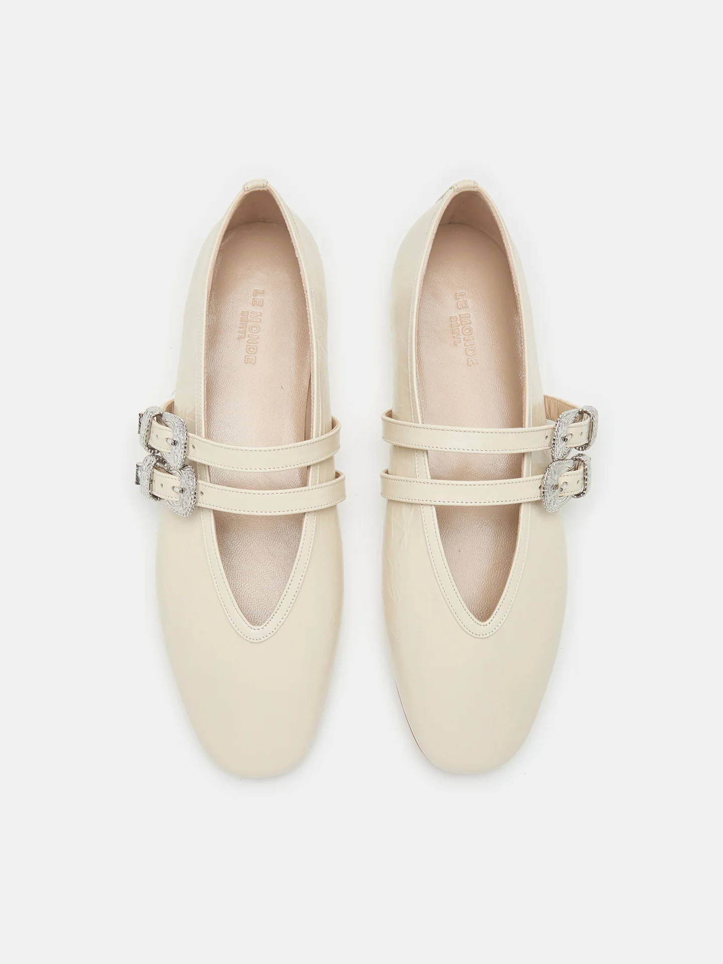 Ballet Claudia Slipper / Ecru Naplack Leather - Image 3