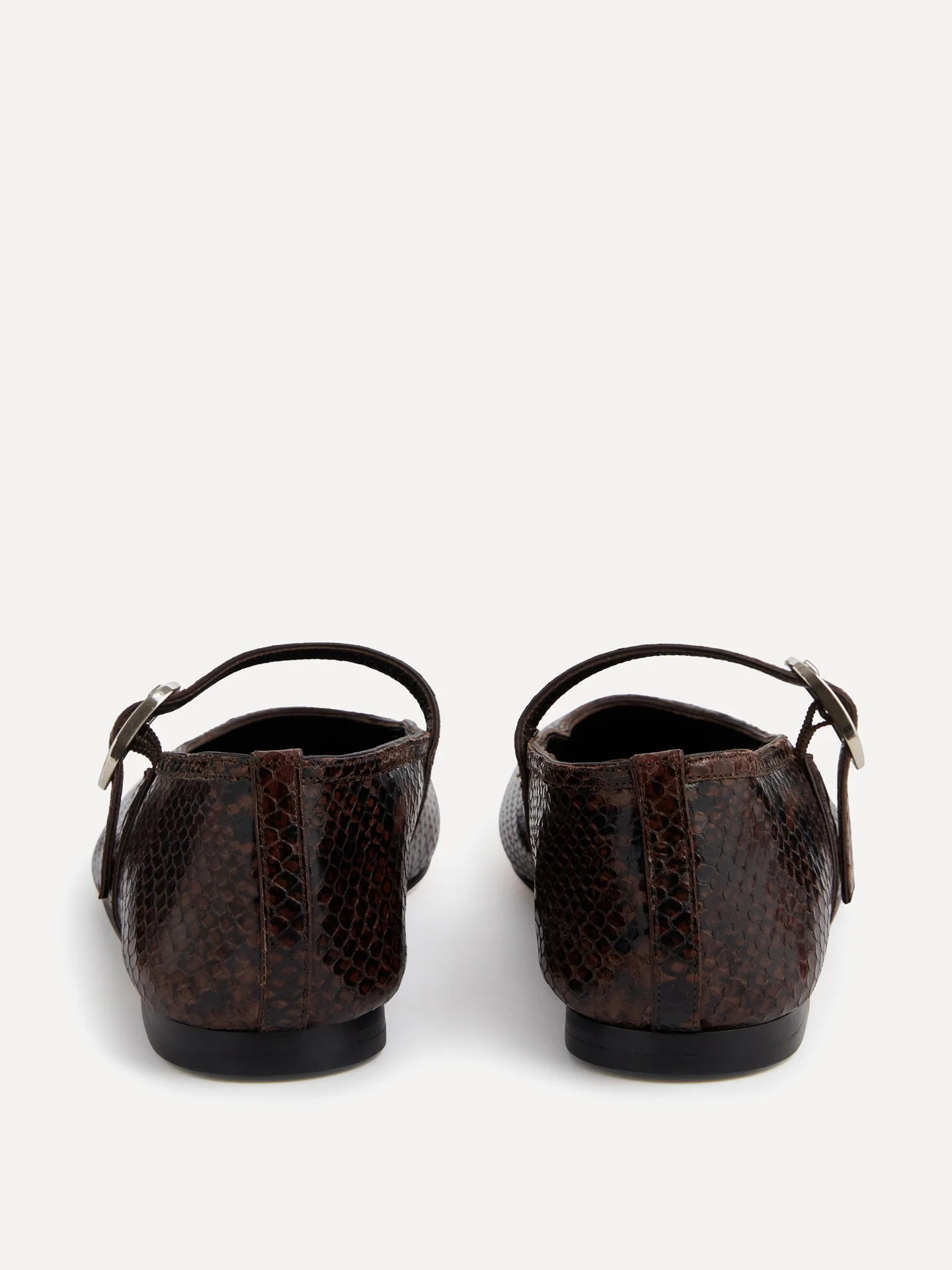 Ballet Mary Janes / Chocolate Leather Snake Effect - Image 4