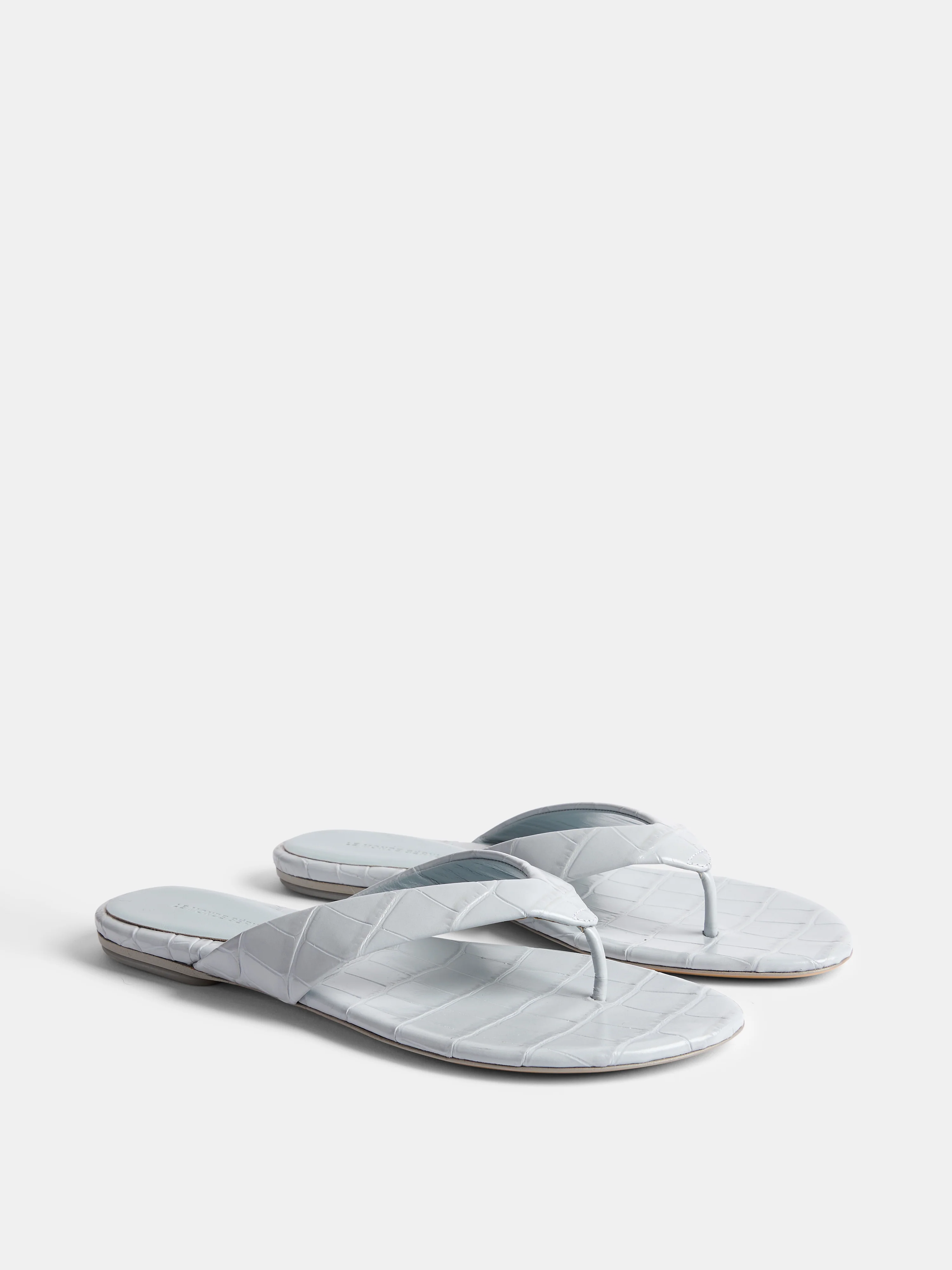 Flat Thong Sandal / Blue Leather Croc Effect - Image 2