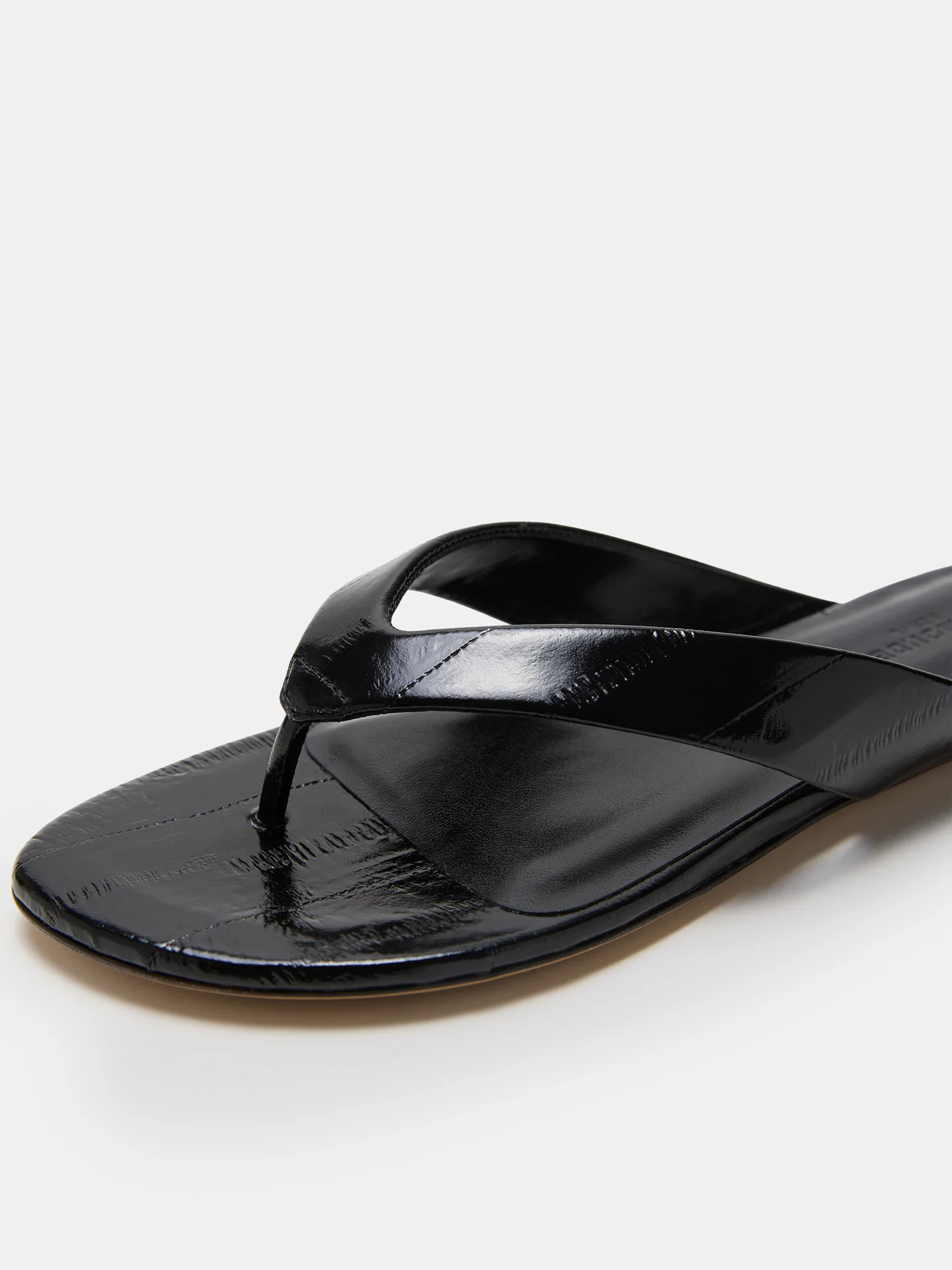 Flat Thong Sandal / Black Leather Eel Effect - Image 4