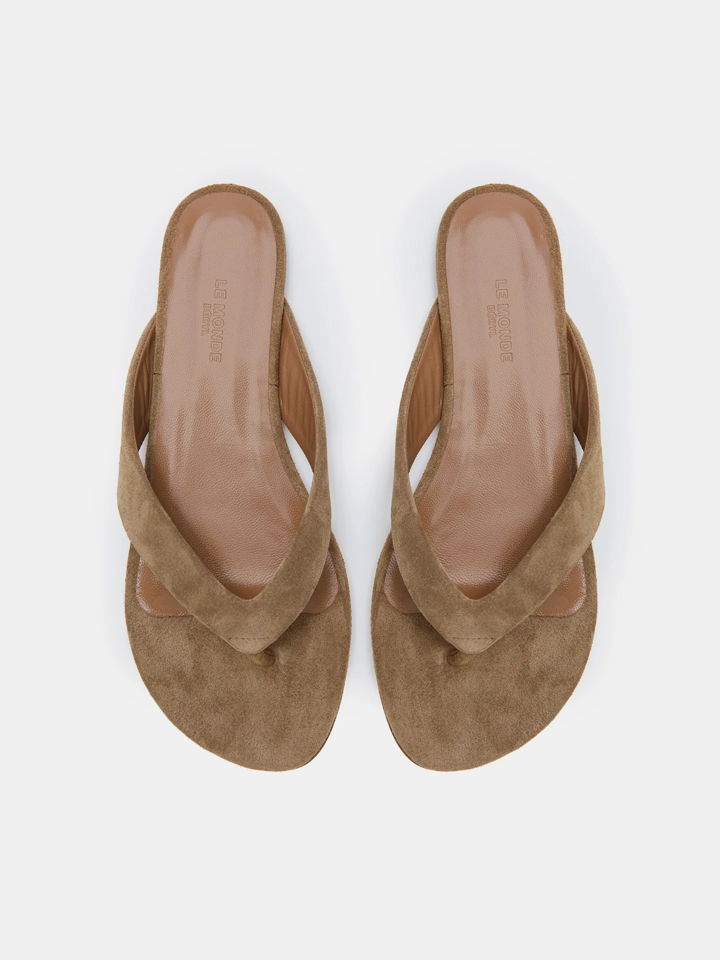 Flat Thong Sandal / Taupe Suede - Image 3