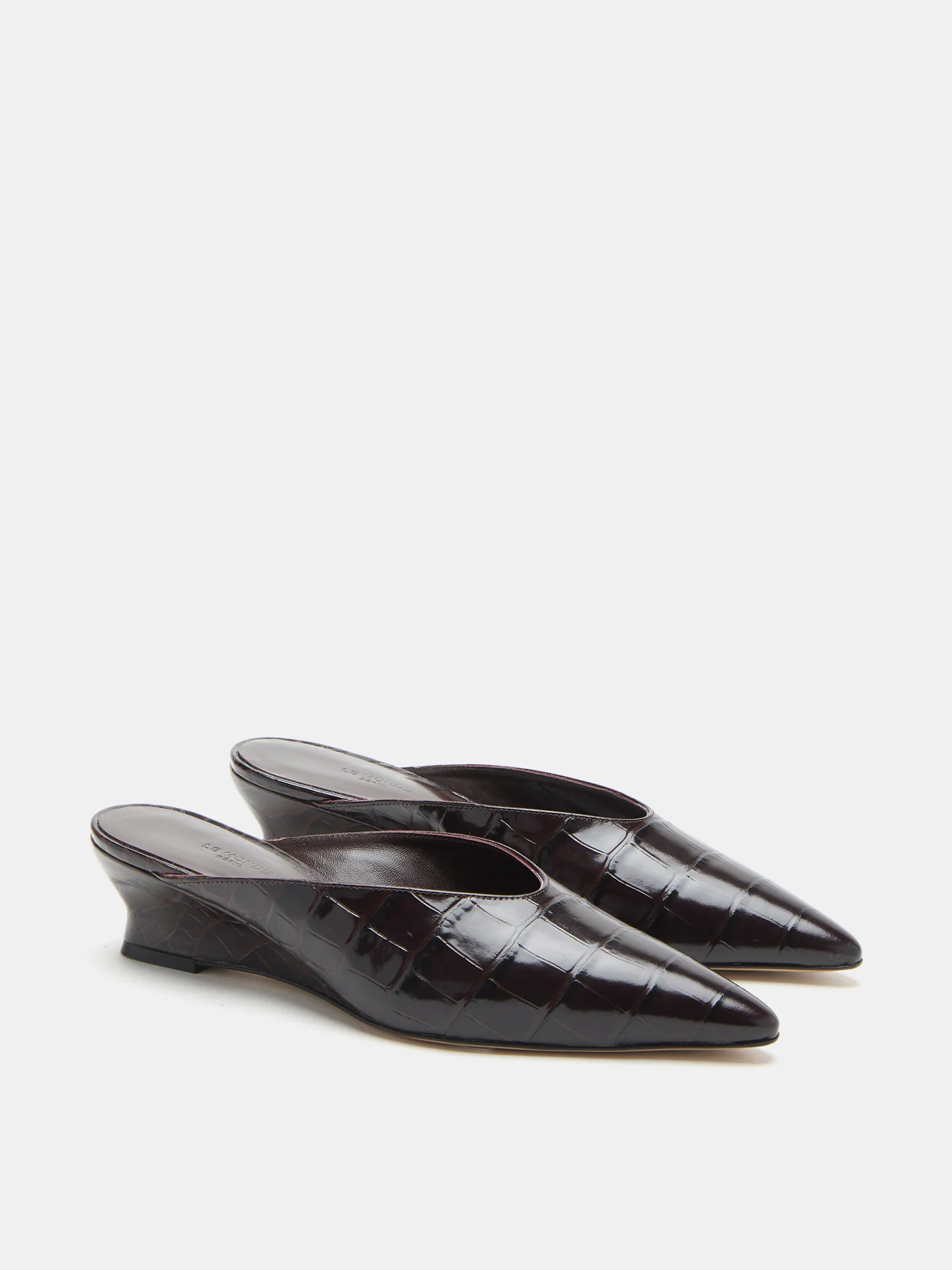 Victoria Micro Wedge Mule / Coco Brown Croc Effect Leather - Image 2
